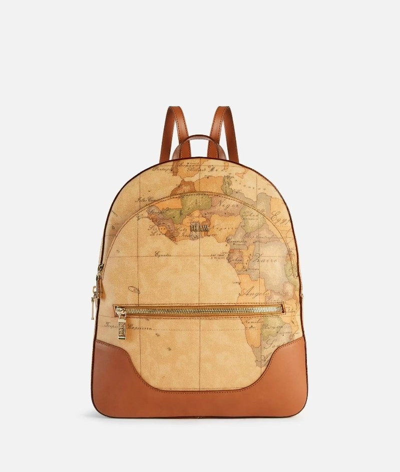 Zaino tre tasche in tessuto stampa Geo Classic Naturale